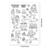 Globleland Summer, Fireflies, Night, Children, Moon, Stars Stamp Clear Silicone Stamp Seal for Card Making Decoration and DIY Scrapbooking