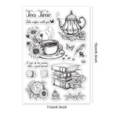Globleland Afternoon Tea, Coffee, Books, Pocket Watch, Flowers, Teapot Clear Silicone Stamp Seal for Card Making Decoration and DIY Scrapbooking