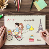 Globleland Bicycle, Couple, Love, Flowers Clear Silicone Stamp Seal for Card Making Decoration and DIY Scrapbooking