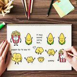 Globleland Popcorn, Corn, Butter, Popcorn Bucket Clear Silicone Stamp Seal for Card Making Decoration and DIY Scrapbooking