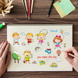 Globleland Happy Kids Boys And Girls, Toys, Sports, Kicking, Kite, Skipping Rope, Kindergarten Clear Silicone Stamp Seal for Card Making Decoration and DIY Scrapbooking