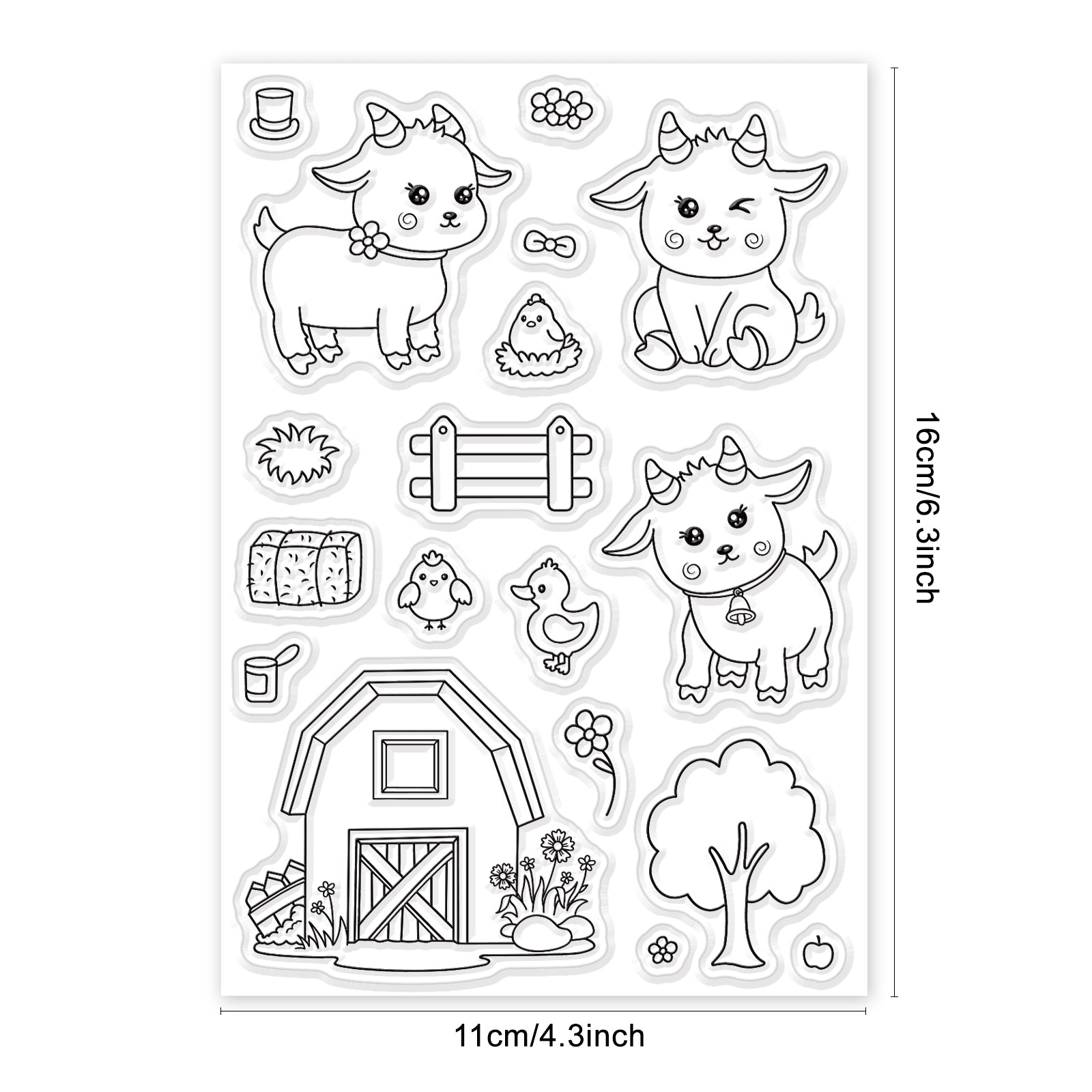 Globleland Sheep, Farm, Orchard, Chicks, Ducklings Clear Silicone Stamp Seal for Card Making Decoration and DIY Scrapbooking