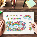 Globleland Doodle Rainbow, Moon, Hot Air Balloon, Birthday Hat, Flowers, Stars Clear Silicone Stamp Seal for Card Making Decoration and DIY Scrapbooking