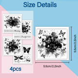 Globleland 4Pcs 4 Styles PVC Stamp, for DIY Scrapbooking, Butterfly, 55x55mm, 1pc/style