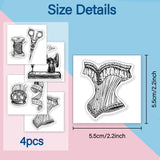 Sewing Machine PVC Stamp, 4Pcs/Set