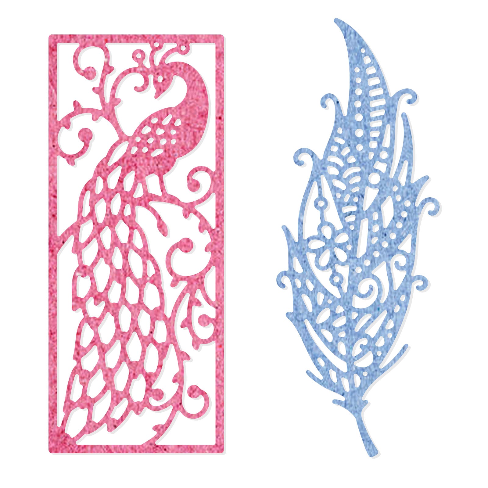 Globleland Peacock, Feather Carbon Steel Cutting Dies Stencils, for DIY Scrapbooking/Photo Album, Decorative Embossing DIY Paper Card