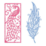 Globleland Peacock, Feather Carbon Steel Cutting Dies Stencils, for DIY Scrapbooking/Photo Album, Decorative Embossing DIY Paper Card