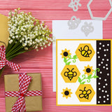Globleland Hexagon Background, Bees, Flowers, Hexagon Frame Carbon Steel Cutting Dies Stencils, for DIY Scrapbooking/Photo Album, Decorative Embossing DIY Paper Card