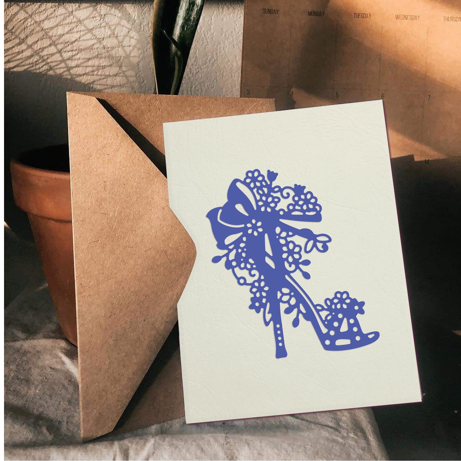 Globleland High Heels Flower Carbon Steel Cutting Dies Stencils, for DIY Scrapbooking/Photo Album, Decorative Embossing DIY Paper Card