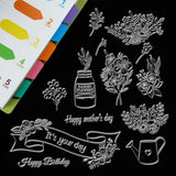 Globleland Flower, Vase, Watering Can, Happy Mother's Day, Happy Birthday Clear Silicone Stamp Seal for Card Making Decoration and DIY Scrapbooking