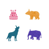 Globleland Happy Birthday Animals Carbon Steel Cutting Dies Stencils, for DIY Scrapbooking/Photo Album, Decorative Embossing DIY Paper Card, Tree, Cake, Balloon, Bird, Elephant, Rabbit, Deer, Bear, Wolf