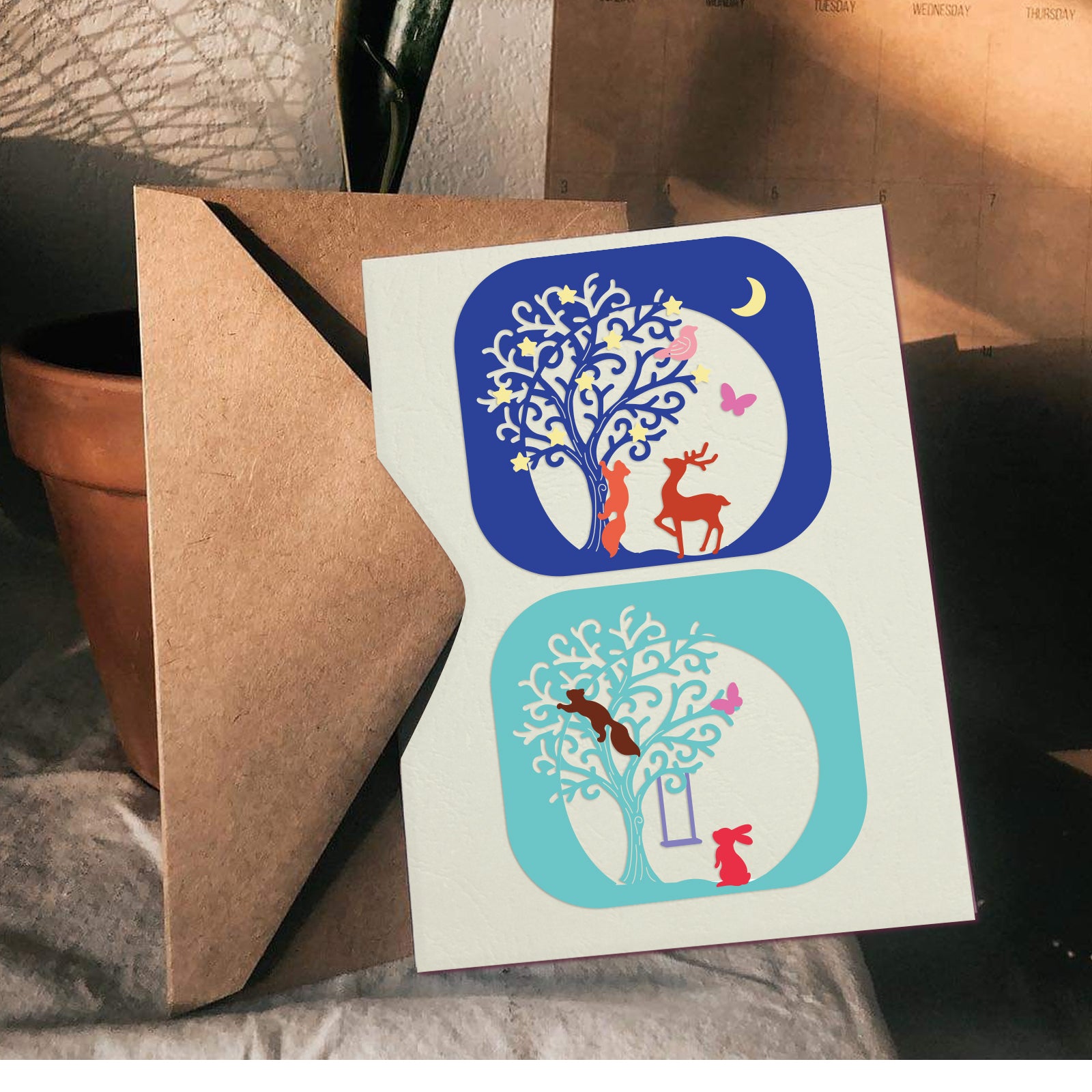 Globleland Circle, Frame, Bird, Deer, Squirrel Carbon Steel Cutting Dies Stencils, for DIY Scrapbooking/Photo Album, Decorative Embossing DIY Paper Card