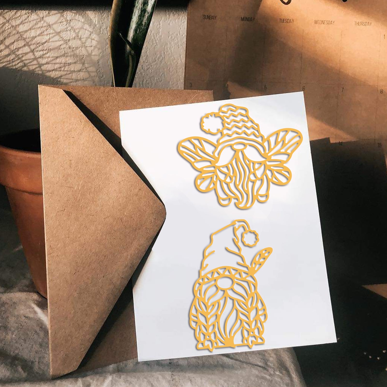 Globleland Gnome Elf Carbon Steel Cutting Dies Stencils, for DIY Scrapbooking/Photo Album, Decorative Embossing DIY Paper Card