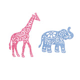 Globleland Elephant and Giraffe Carbon Steel Cutting Dies Stencils, for DIY Scrapbooking/Photo Album, Decorative Embossing DIY Paper Card
