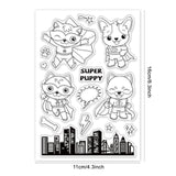 Animal, Dog, Superhero, Corgi, Shiba, City Clear Stamps Silicone Stamp Seal for Card Making Decoration and DIY Scrapbooking