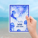 Globleland Overlay Jellyfish, Marine Life, Blessings Clear Silicone Stamp Seal for Card Making Decoration and DIY Scrapbooking