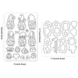1Pc Carbon Steel Cutting Dies Stencils & 1 Sheet PVC Plastic Stamps, for DIY Scrapbooking/Photo Album, Decorative Embossing DIY Paper Card, Gnome and Happy Easter Pattern