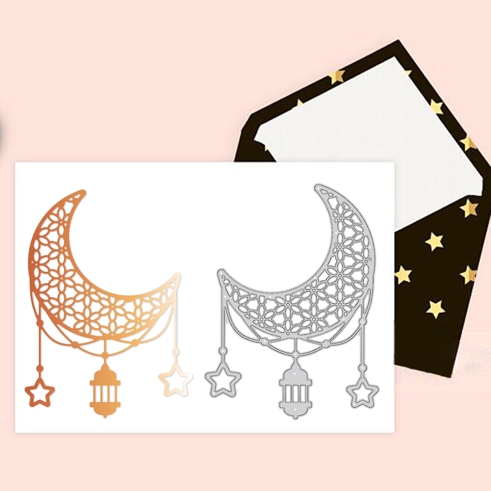 Globleland Ramadan Eid, Star and Moon Carbon Steel Cutting Dies Stencils, for DIY Scrapbooking/Photo Album, Decorative Embossing DIY Paper Card