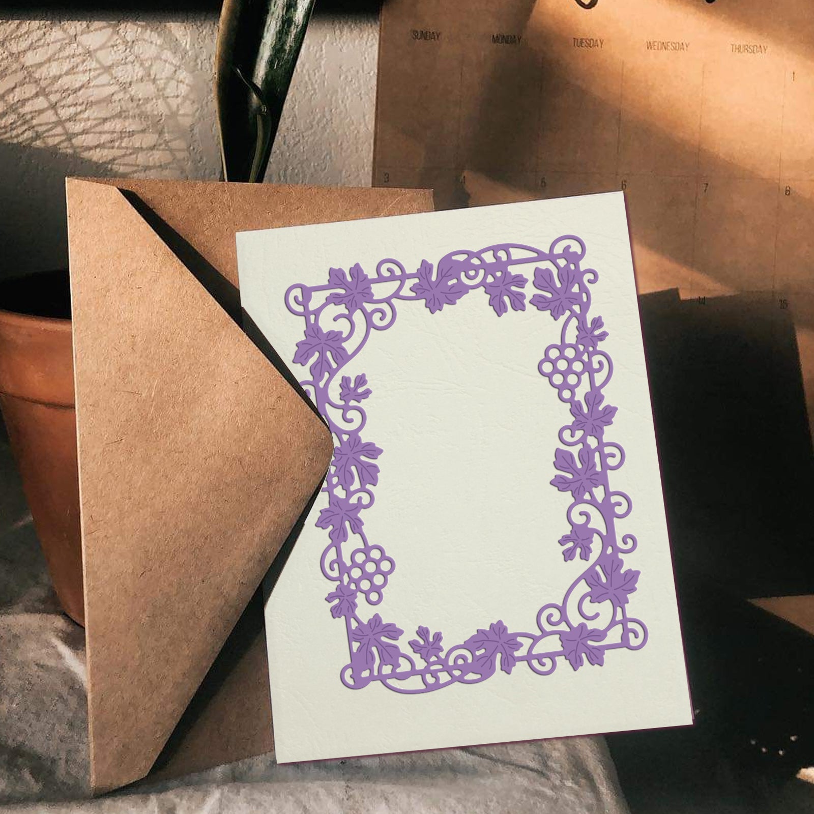 Globleland Vine Frame Carbon Steel Cutting Dies Stencils, for DIY Scrapbooking/Photo Album, Decorative Embossing DIY Paper Card