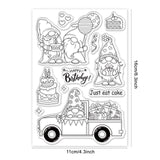 Globleland Birthday, Gnome, Elf, Party, Cake, Gift, Balloon Clear Silicone Stamp Seal for Card Making Decoration and DIY Scrapbooking