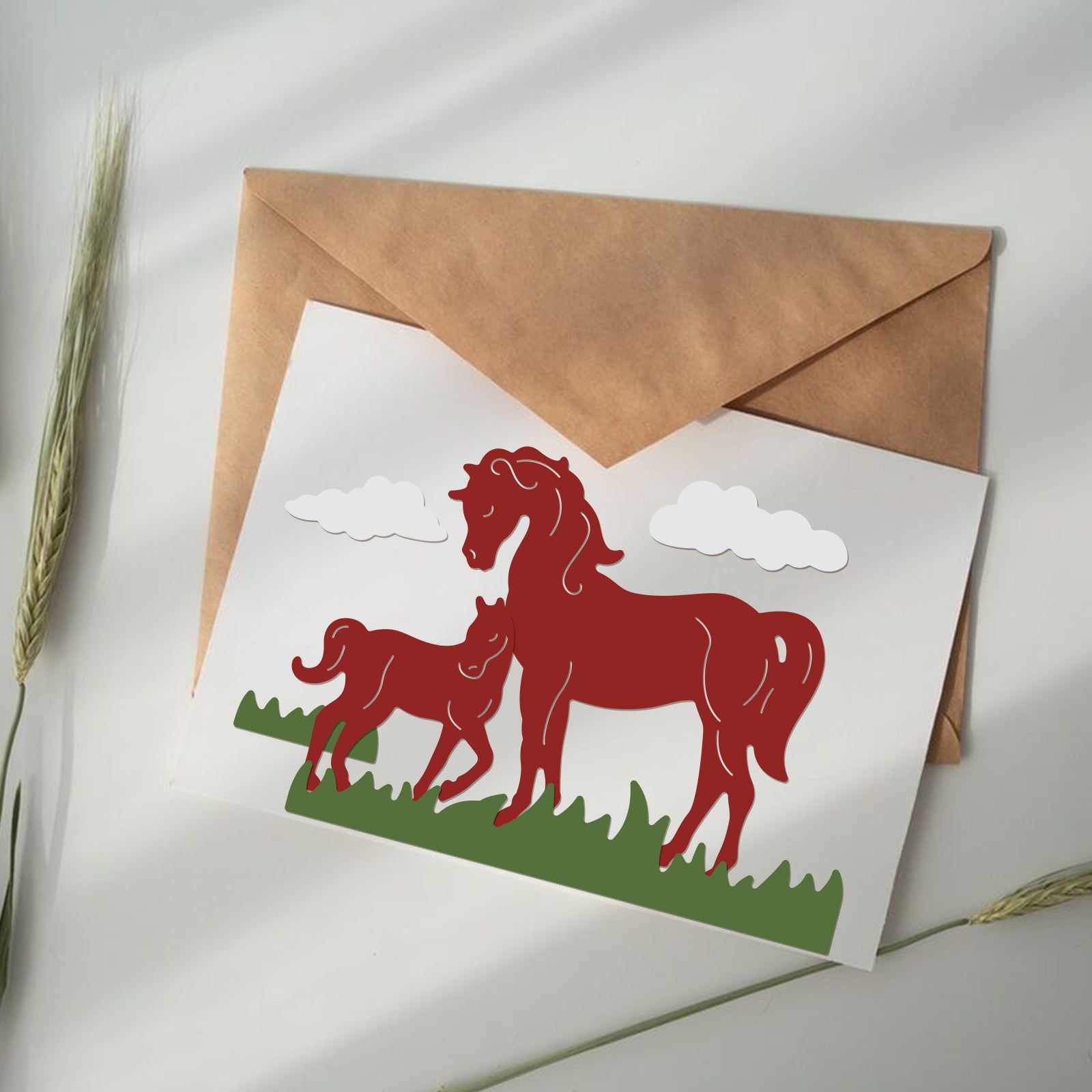Globleland Horse, Clouds, Grass, Stars Carbon Steel Cutting Dies Stencils, for DIY Scrapbooking/Photo Album, Decorative Embossing DIY Paper Card