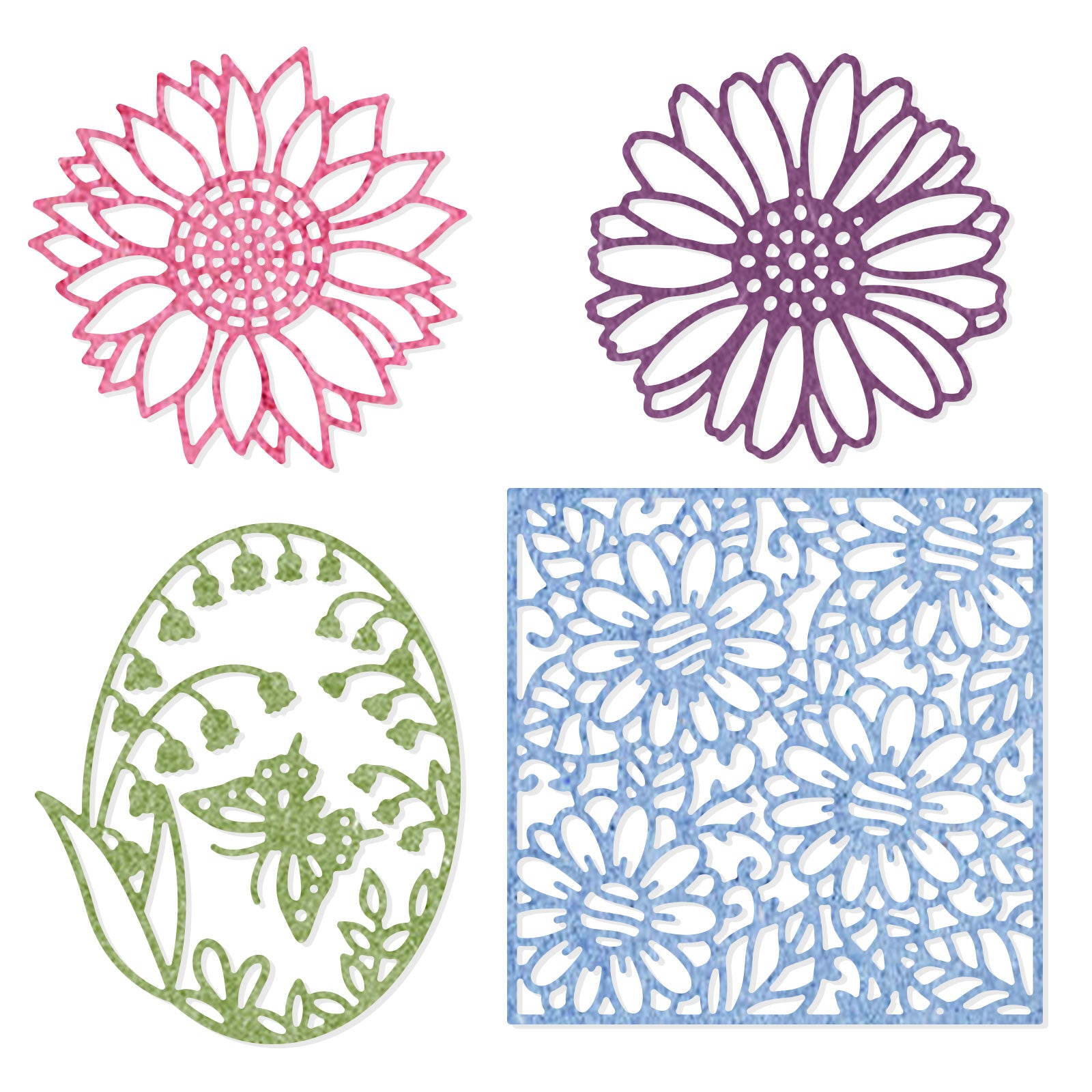 Globleland daisies, sunflowers, lily of the valley, frame Carbon Steel Cutting Dies Stencils, for DIY Scrapbooking/Photo Album, Decorative Embossing DIY Paper Card