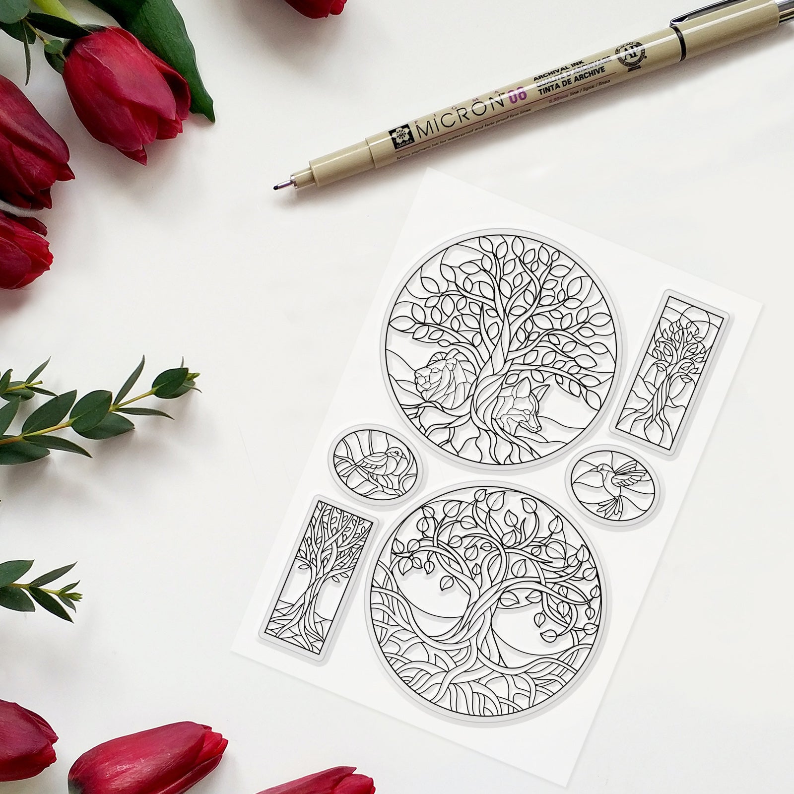 Globleland Tree of Life Stained Glass Style Clear Silicone Stamp Seal for Card Making Decoration and DIY Scrapbooking
