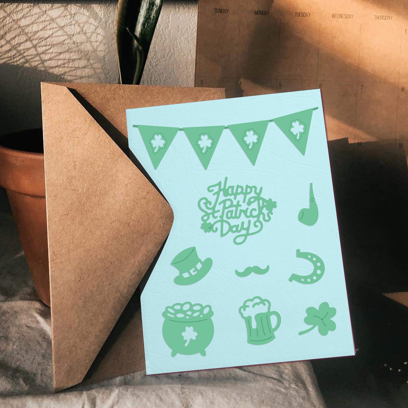 Globleland St. Patrick's Day, Clover, Hat, Flag, Beer, Gold Coins Carbon Steel Cutting Dies Stencils, for DIY Scrapbooking/Photo Album, Decorative Embossing DIY Paper Card