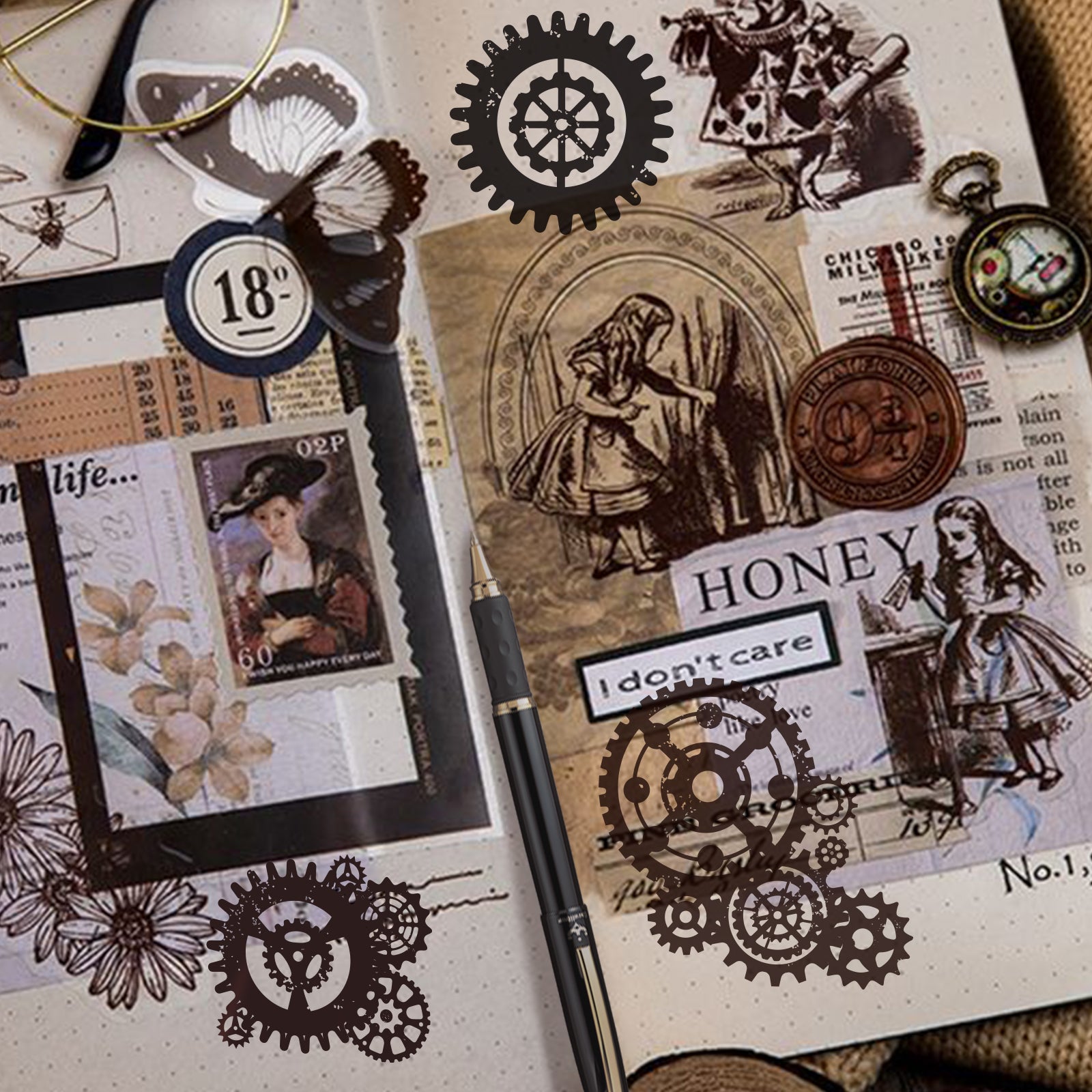 Globleland Mechanical Gears Steampunk Vintage Stamps Silicone Stamp Seal for Card Making Decoration and DIY Scrapbooking