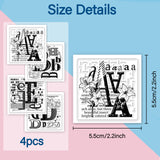 Letter PVC Stamp, 4Pcs/Set