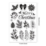 Globleland Christmas Wreath, Winter Plants, Holly, Pine Cones, Mistletoe, Poinsettia Stamp Clear Silicone Stamp Seal for Card Making Decoration and DIY Scrapbooking