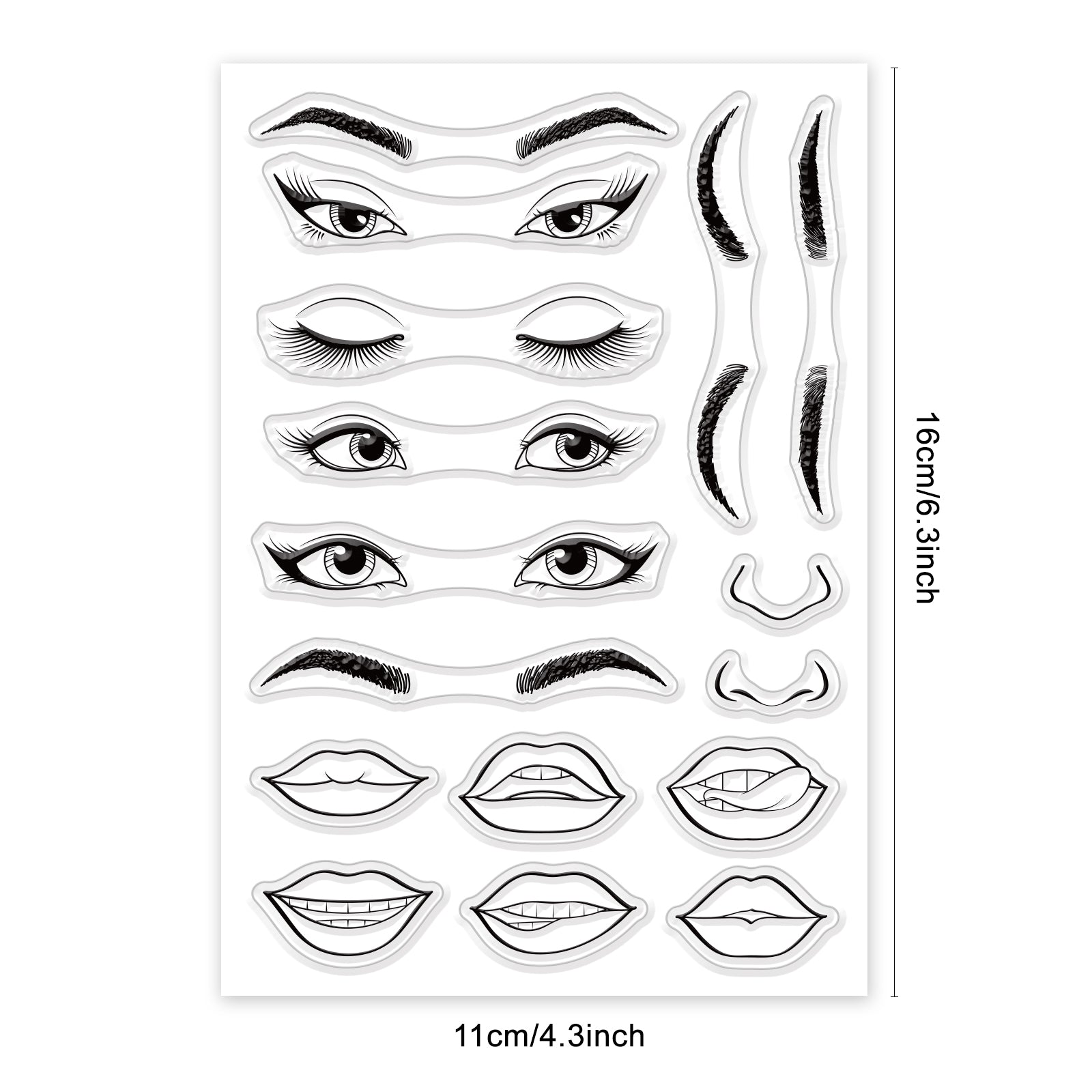 Globleland Five Senses Eye Eyebrow Lips Nose Clear Silicone Stamp Seal for Card Making Decoration and DIY Scrapbooking
