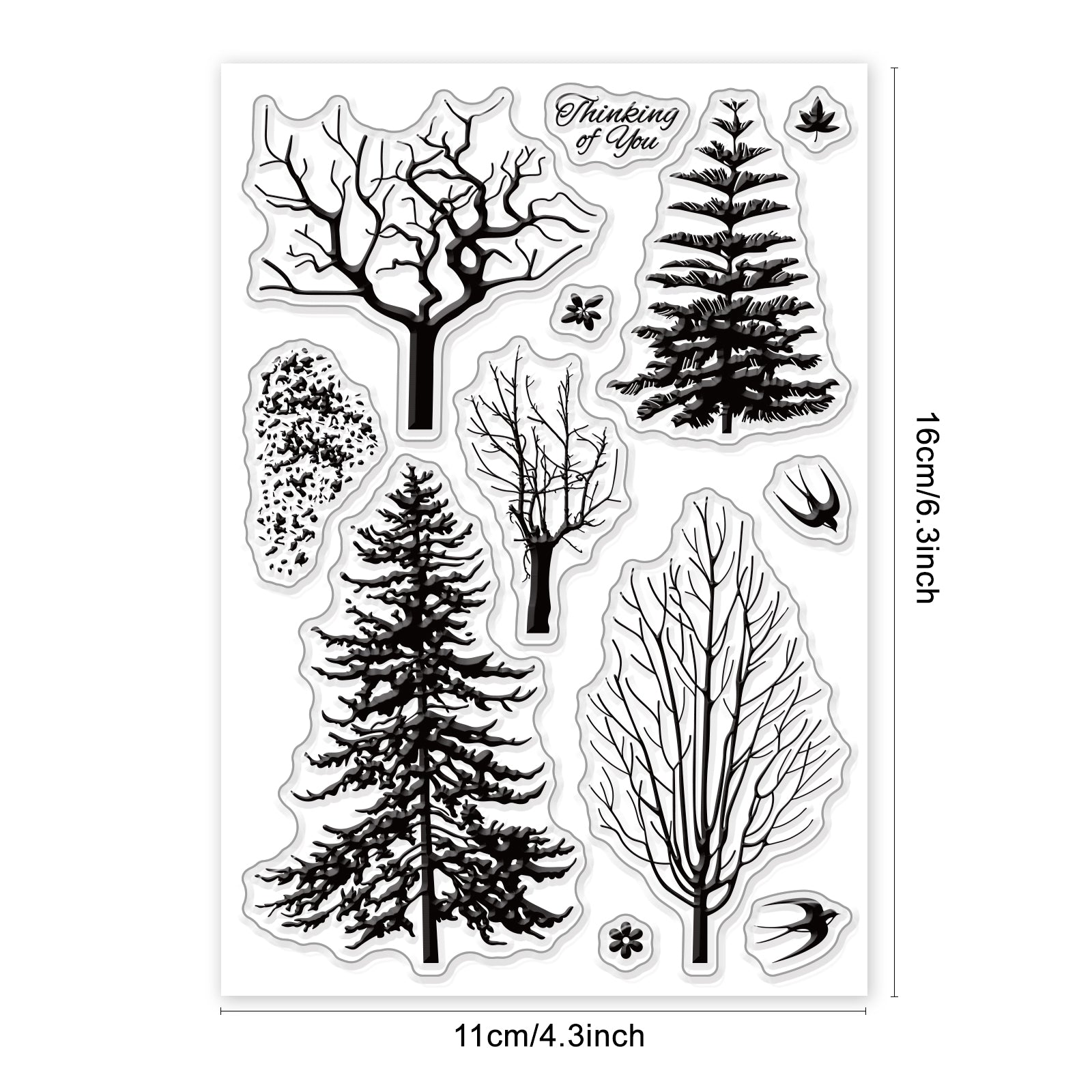 Globleland Tree, Forest, Plants Clear Stamps Silicone Stamp Seal for Card Making Decoration and DIY Scrapbooking