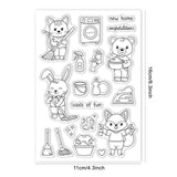 Globleland Cleaning, Animal, Cat, Rabbit, Bear, Fox Clear Stamps Silicone Stamp Seal for Card Making Decoration and DIY Scrapbooking