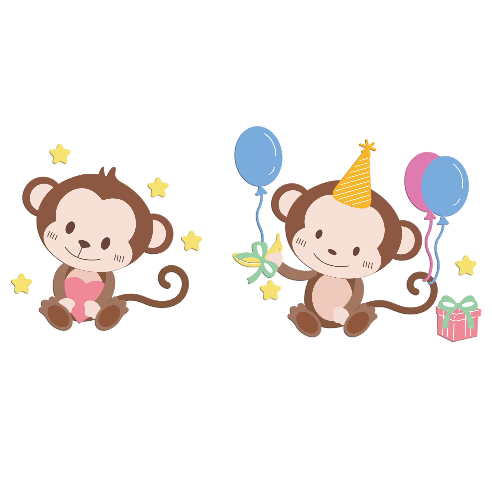 Globleland Monkey, Birthday, Party, Balloons, Hearts, Stars Carbon Steel Cutting Dies Stencils, for DIY Scrapbooking/Photo Album, Decorative Embossing DIY Paper Card