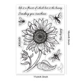 Globleland Bumblebee Background, Sketch Flowers, Sunflowers Clear Silicone Stamp Seal for Card Making Decoration and DIY Scrapbooking