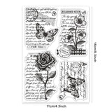 Globleland Vintage Flowers, Sketch Butterflies, Handwriting, Roses, Poppies Clear Silicone Stamp Seal for Card Making Decoration and DIY Scrapbooking