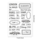 Globleland Zip Code, Past Date, City Name, Floral Border, Label Frame Clear Stamps Silicone Stamp Seal for Card Making Decoration and DIY Scrapbooking