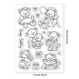 Globleland Teddy Bear, Vintage, Happy Birthday Bear, Flower, Vintage Clothing Clear Silicone Stamp Seal for Card Making Decoration and DIY Scrapbooking