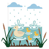 Globleland Raindrops, Ducks, Lake, Reeds, Quagmire, Clouds, Rain Carbon Steel Cutting Dies Stencils, for DIY Scrapbooking/Photo Album, Decorative Embossing DIY Paper Card