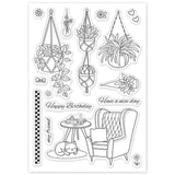 Hanging Plants, Spider Plants, Leisure Time, Sofa and Kittens Clear Stamps Silicone Stamp Seal for Card Making Decoration and DIY Scrapbooking