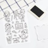 Globleland Drawing, Boy, Girl, Paint, Portrait, Crayons, Paintbrush Clear Silicone Stamp Seal for Card Making Decoration and DIY Scrapbooking