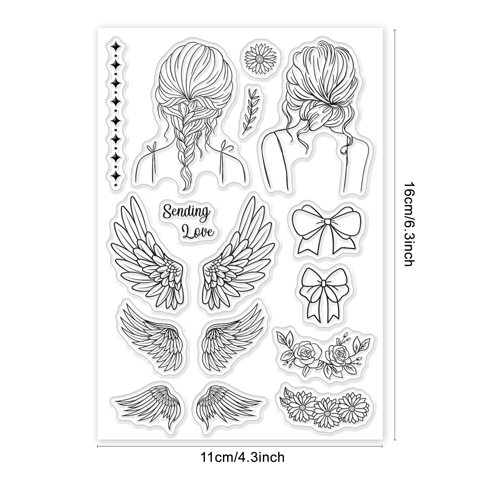 Girl Angel, Wing, Dress Up Clear Silicone Stamp Seal for Card Making Decoration and DIY Scrapbooking