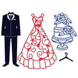 Globleland Suit, Wedding Dress, Cake, Wedding, Hanger, Love Carbon Steel Cutting Dies Stencils, for DIY Scrapbooking/Photo Album, Decorative Embossing DIY Paper Card