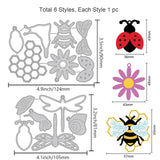 Globleland Carbon Steel Cutting Dies Stencils, for DIY Scrapbooking, Photo Album, Decorative Embossing Paper Card, Stainless Steel Color,  Dragonfly & Ladybug & Snail Pattern, Insect Pattern, 81~90x105~124x0.8mm, 2pcs/set