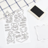 Globleland Kitten, Bear, Rabbit, Mouse, Lamb, Learning, Reading, Schoolbag, School, Brush Clear Silicone Stamp Seal for Card Making Decoration and DIY Scrapbooking