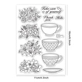 Globleland Teacup and Flower Clear Stamps Silicone Stamp Seal for Card Making Decoration and DIY Scrapbooking