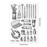 Globleland Paint, Brush, Palette Clear Silicone Stamp Seal for Card Making Decoration and DIY Scrapbooking