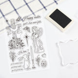 Globleland Easter, Angel, Prayer, Bunny, Easter Egg, Cross, Tulips, Daffodils, Daisies, Roses, Leaves, Bushes, Hexagram, Candles, Text, Butterflies Clear Silicone Stamp Seal for Card Making Decoration and DIY Scrapbooking