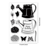 Globleland Kettle, Butterfly, Hydrangea Clear Stamps Silicone Stamp Seal for Card Making Decoration and DIY Scrapbooking